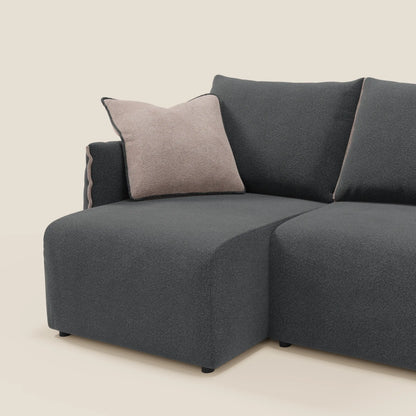 Divano Flexar con 3 sedute allungabili schienale in piuma d'oca in bouclé impermeabile T07 antracite - rosa 