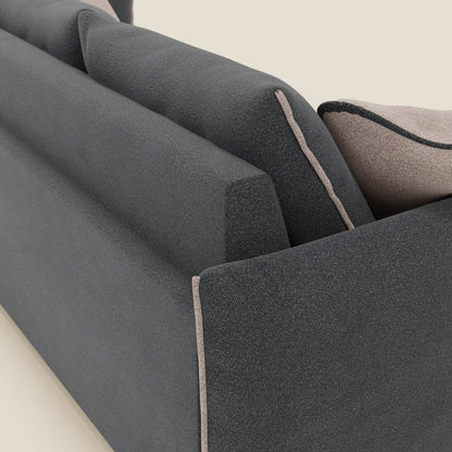 Divano Flexar con 3 sedute allungabili schienale in piuma d'oca in bouclé impermeabile T07 antracite - rosa 