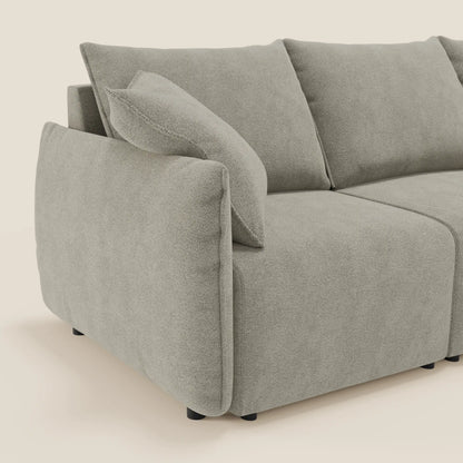 Divano Flexar con 3 sedute allungabili schienale in piuma d'oca in bouclé impermeabile T07 beige 