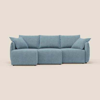 Divano Flexar con 3 sedute allungabili schienale in piuma d'oca in bouclé impermeabile T07 carta da zucchero 