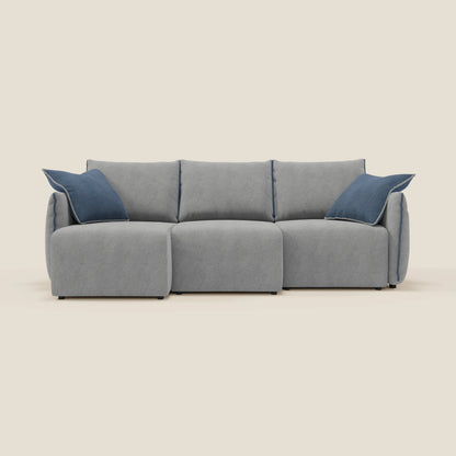 Divano Flexar con 3 sedute allungabili schienale in piuma d'oca in bouclé impermeabile T07 grigio - blu 