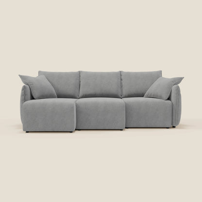 Divano Flexar con 3 sedute allungabili schienale in piuma d'oca in bouclé impermeabile T07 grigio 