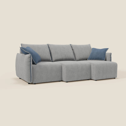 Divano Flexar con 3 sedute allungabili schienale in piuma d'oca in bouclé impermeabile T07 grigio - blu 