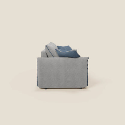 Divano Flexar con 3 sedute allungabili schienale in piuma d'oca in bouclé impermeabile T07 grigio - blu 