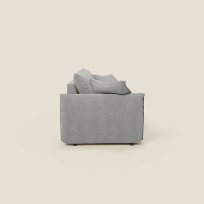 Divano Flexar con 3 sedute allungabili schienale in piuma d'oca in bouclé impermeabile T07 grigio 