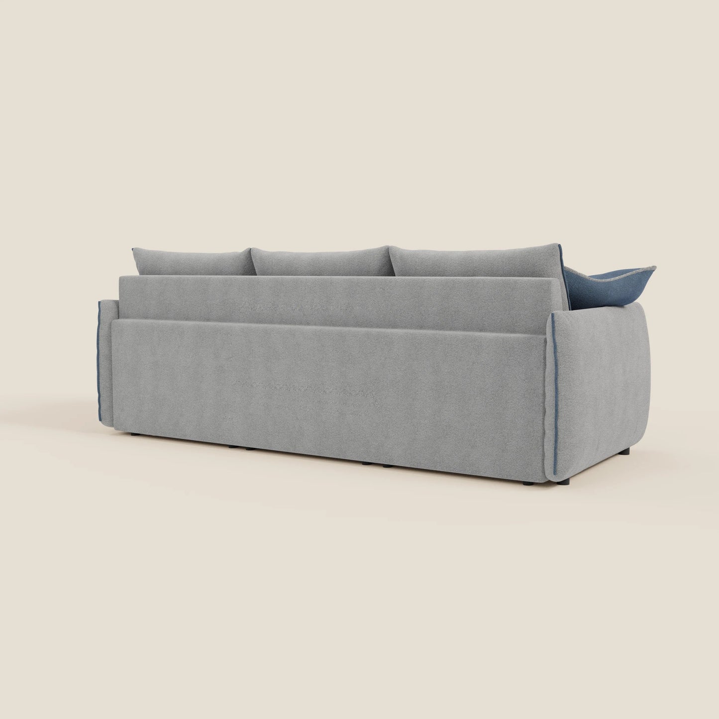 Divano Flexar con 3 sedute allungabili schienale in piuma d'oca in bouclé impermeabile T07 grigio - blu 
