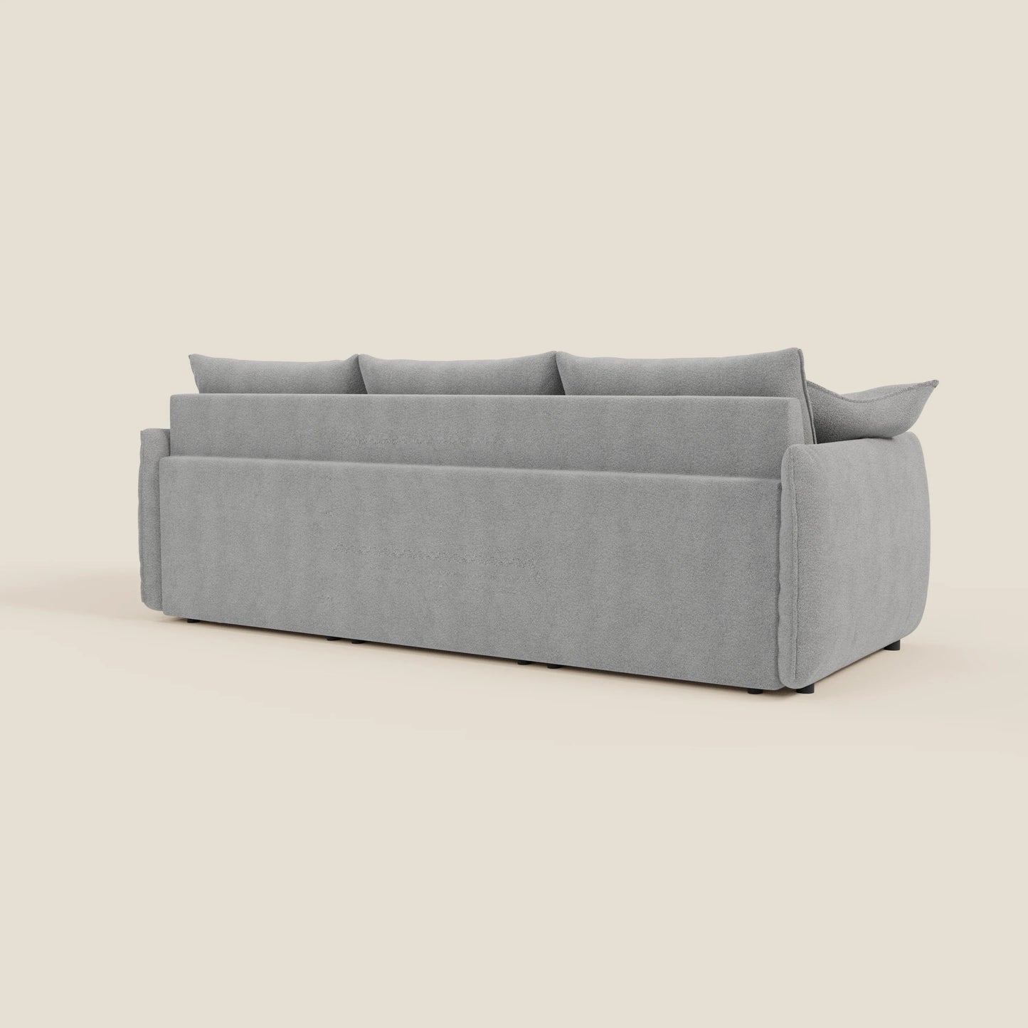 Divano Flexar con 3 sedute allungabili schienale in piuma d'oca in bouclé impermeabile T07 grigio 