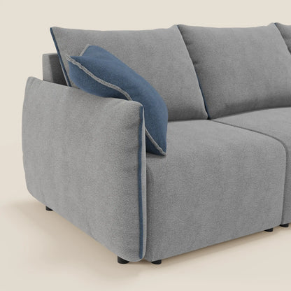 Divano Flexar con 3 sedute allungabili schienale in piuma d'oca in bouclé impermeabile T07 grigio - blu 