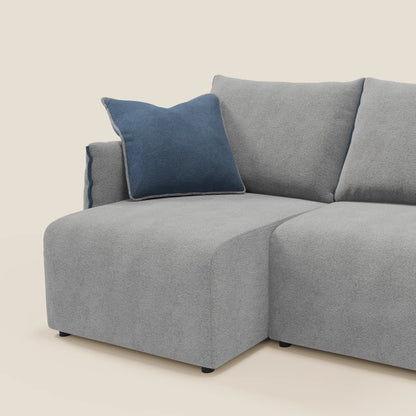 Divano Flexar con 3 sedute allungabili schienale in piuma d'oca in bouclé impermeabile T07 grigio - blu 