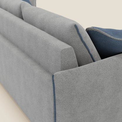 Divano Flexar con 3 sedute allungabili schienale in piuma d'oca in bouclé impermeabile T07 grigio - blu 