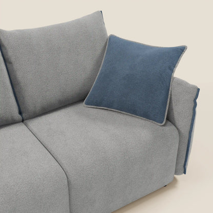 Divano Flexar con 3 sedute allungabili schienale in piuma d'oca in bouclé impermeabile T07 grigio - blu 