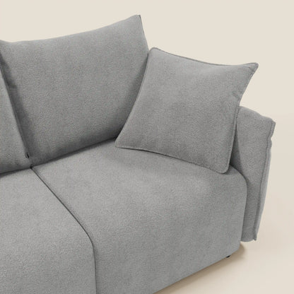 Divano Flexar con 3 sedute allungabili schienale in piuma d'oca in bouclé impermeabile T07 grigio 