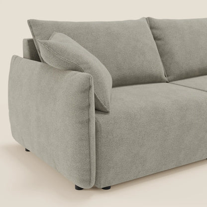 Divano Flexar con sedute allungabili e schienale in piuma in morbido bouclé impermeabile T07 beige 