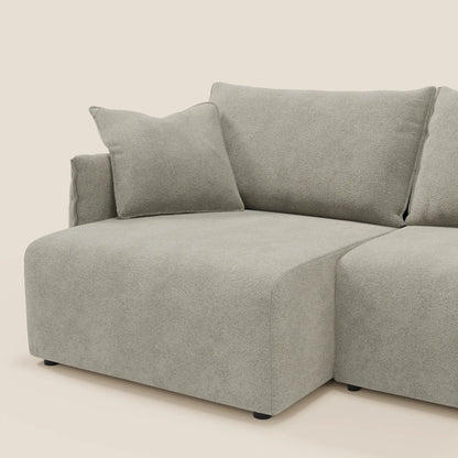 Divano Flexar con sedute allungabili e schienale in piuma in morbido bouclé impermeabile T07 beige 