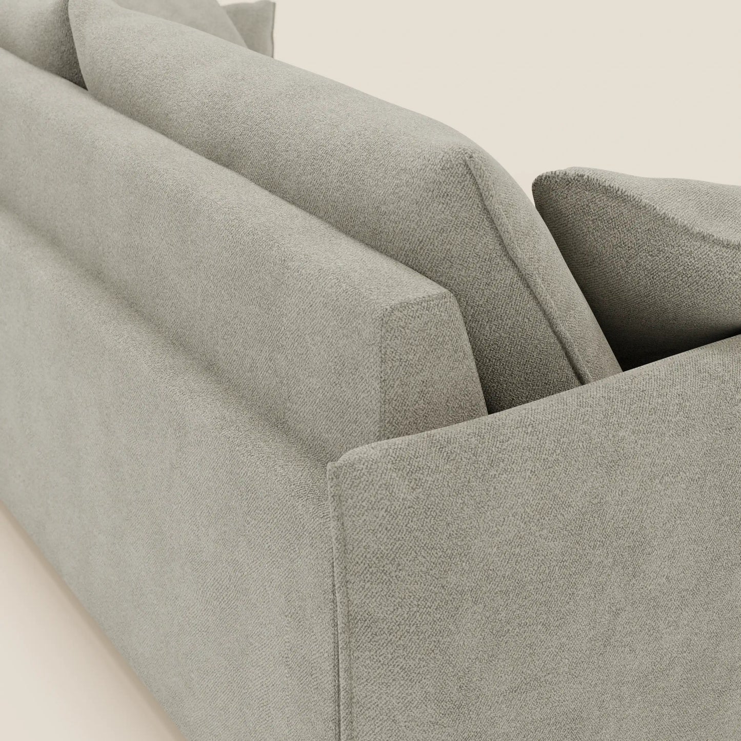 Divano Flexar con sedute allungabili e schienale in piuma in morbido bouclé impermeabile T07 beige 