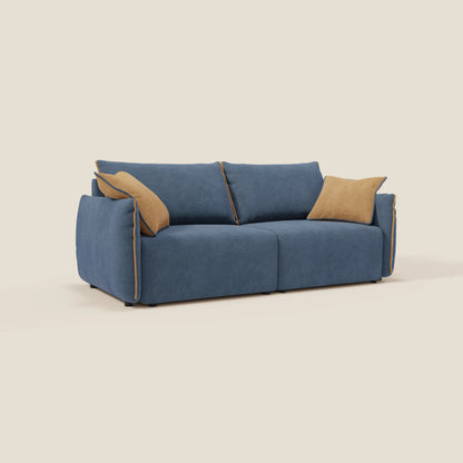 Divano Flexar con sedute allungabili e schienale in piuma in morbido bouclé impermeabile T07 blu - arancio 