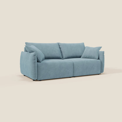 Divano Flexar con sedute allungabili e schienale in piuma in morbido bouclé impermeabile T07 carta da zucchero 