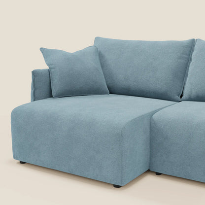 Divano Flexar con sedute allungabili e schienale in piuma in morbido bouclé impermeabile T07 carta da zucchero 