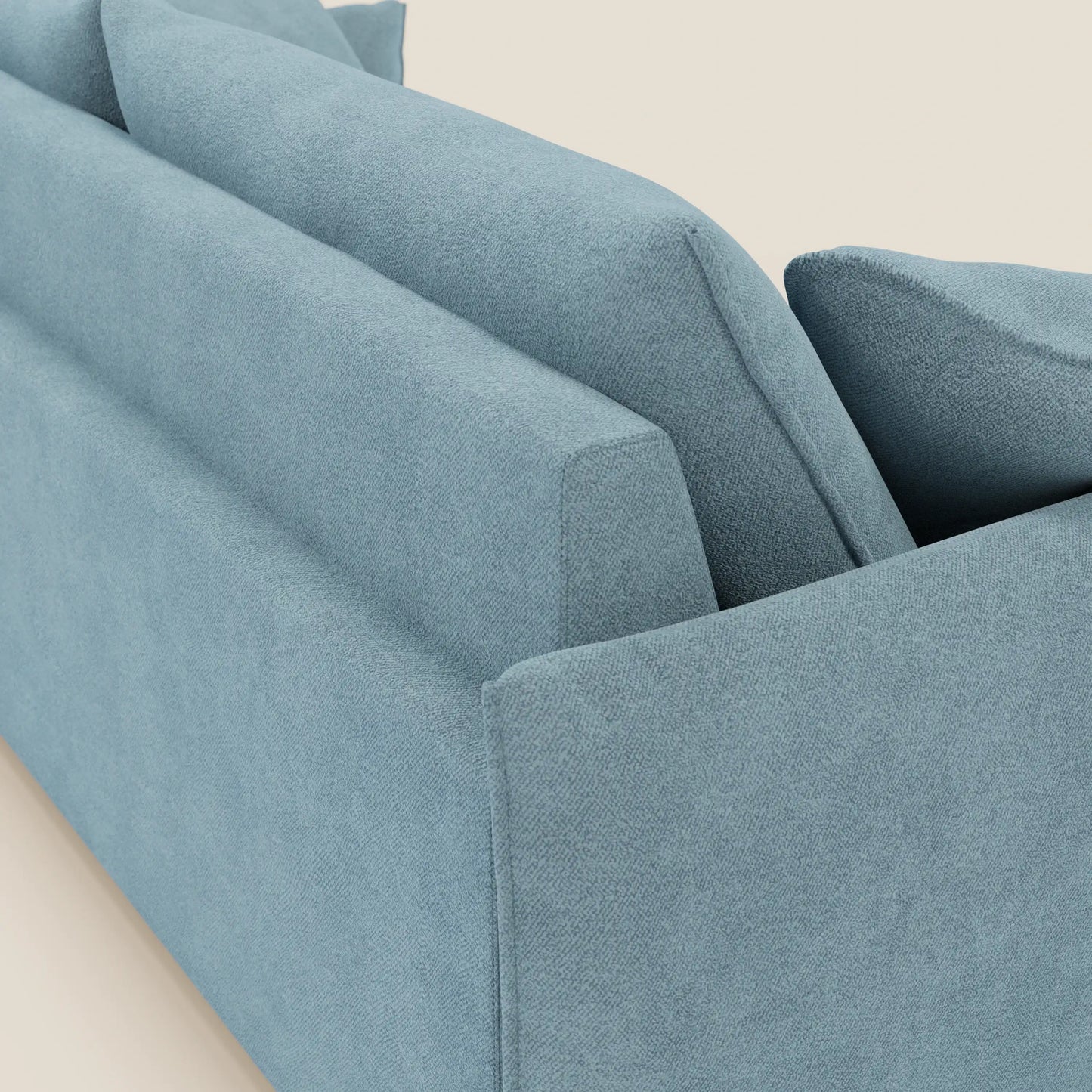 Divano Flexar con sedute allungabili e schienale in piuma in morbido bouclé impermeabile T07 carta da zucchero 