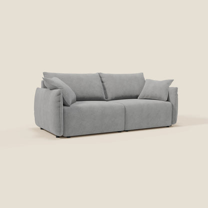 Divano Flexar con sedute allungabili e schienale in piuma in morbido bouclé impermeabile T07 grigio 