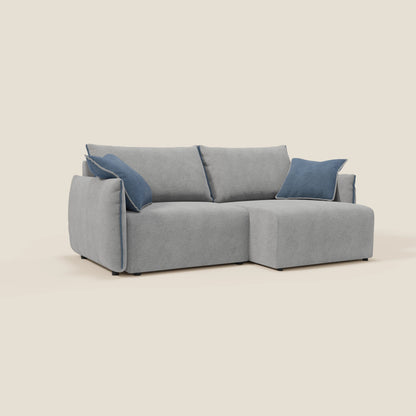 Divano Flexar con sedute allungabili e schienale in piuma in morbido bouclé impermeabile T07 grigio - blu 