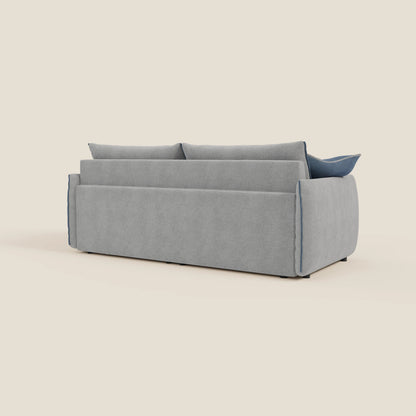 Divano Flexar con sedute allungabili e schienale in piuma in morbido bouclé impermeabile T07 grigio - blu 