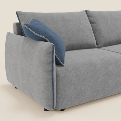 Divano Flexar con sedute allungabili e schienale in piuma in morbido bouclé impermeabile T07 grigio - blu 