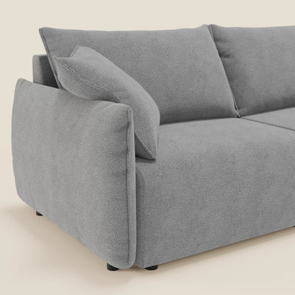Divano Flexar con sedute allungabili e schienale in piuma in morbido bouclé impermeabile T07 grigio 