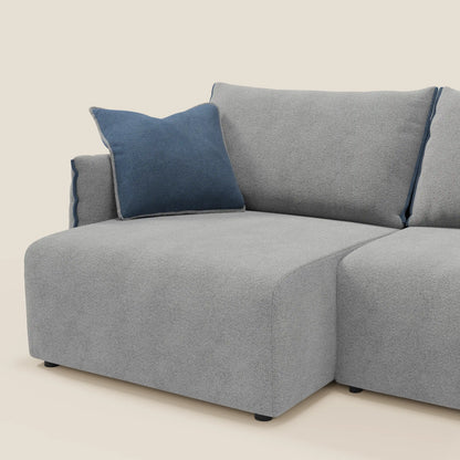 Divano Flexar con sedute allungabili e schienale in piuma in morbido bouclé impermeabile T07 grigio - blu 