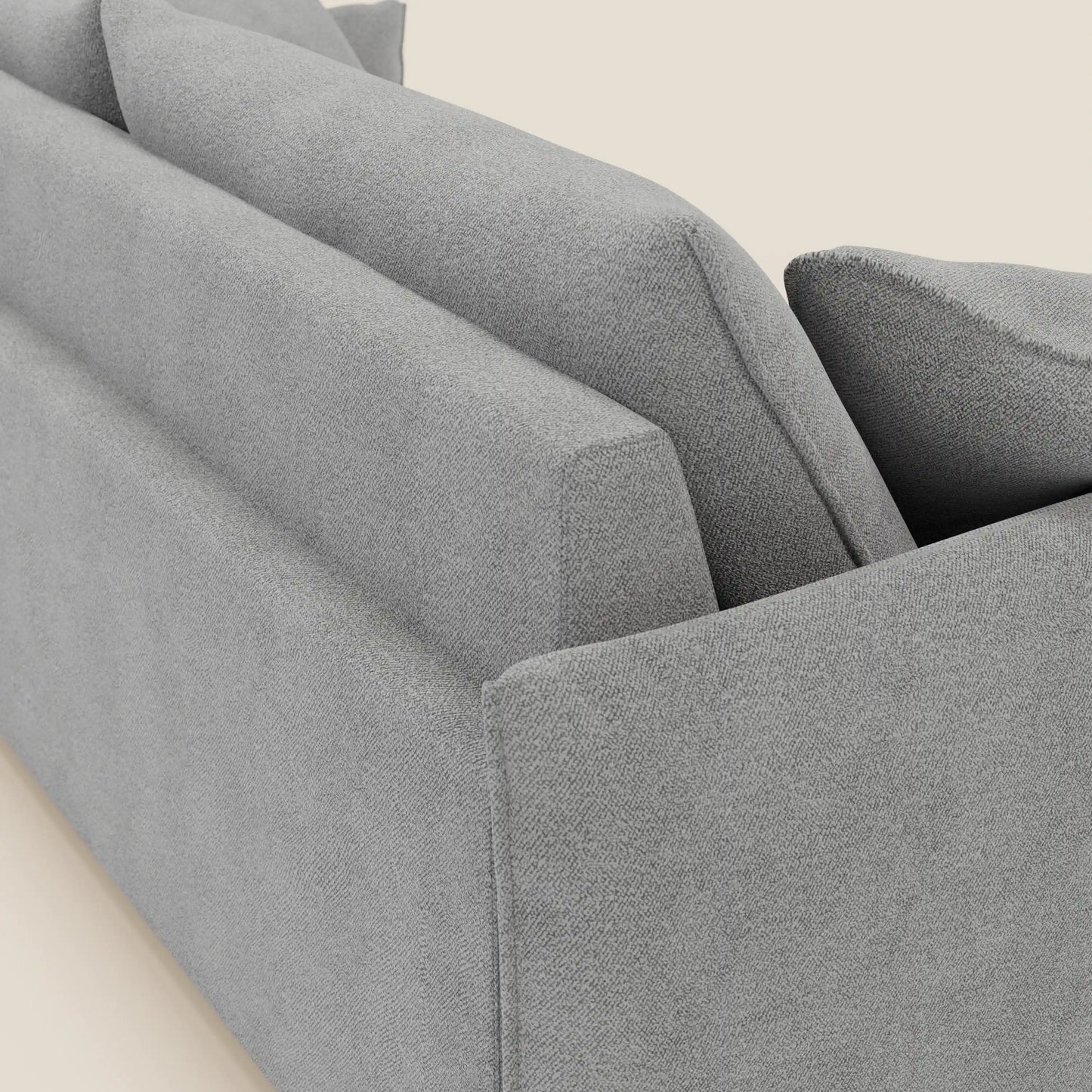 Divano Flexar con sedute allungabili e schienale in piuma in morbido bouclé impermeabile T07 grigio 