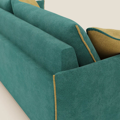 Divano Flexar con sedute allungabili e schienale in piuma in morbido bouclé impermeabile T07 verde - giallo 