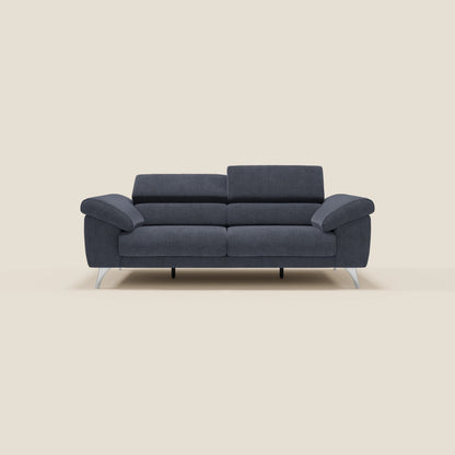 Donatello divano con sedute allungabili braccioli contenitore e poggiatesta reclinabili in tessuto smacchiabile T23 blu ardesia