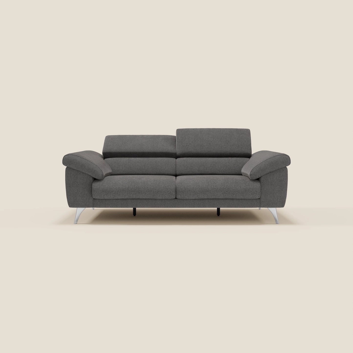 Donatello divano con sedute allungabili braccioli contenitore e poggiatesta reclinabili in tessuto smacchiabile T23 antracite