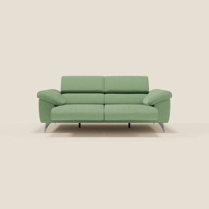 Donatello divano con sedute allungabili braccioli contenitore e poggiatesta reclinabili in tessuto smacchiabile T23 menta