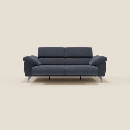 Donatello divano con sedute allungabili braccioli contenitore e poggiatesta reclinabili in tessuto smacchiabile T23 blu ardesia