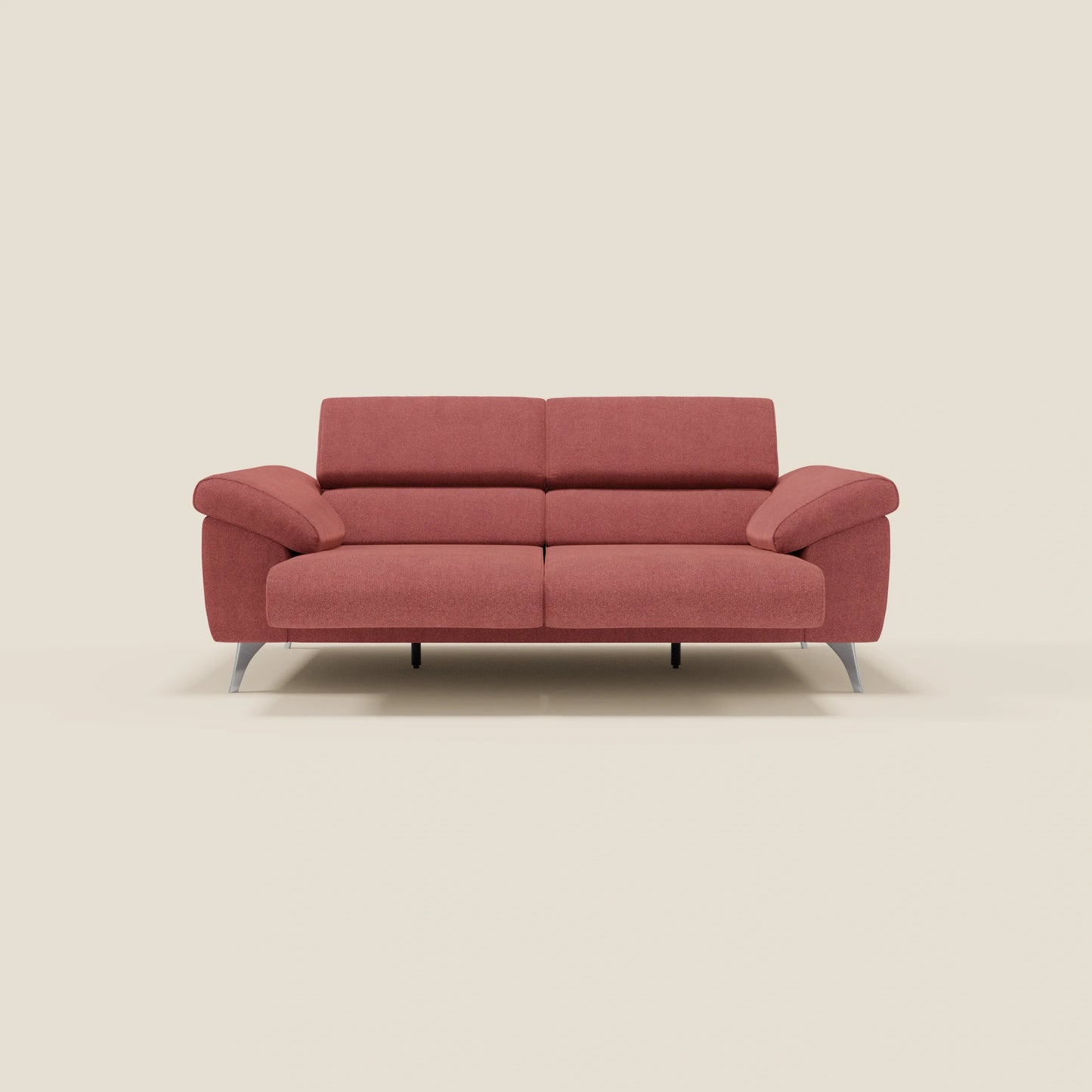 Donatello divano con sedute allungabili braccioli contenitore e poggiatesta reclinabili in tessuto smacchiabile T23 rosso ciliegia