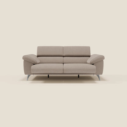 Donatello divano con sedute allungabili braccioli contenitore e poggiatesta reclinabili in tessuto smacchiabile T23 tortora