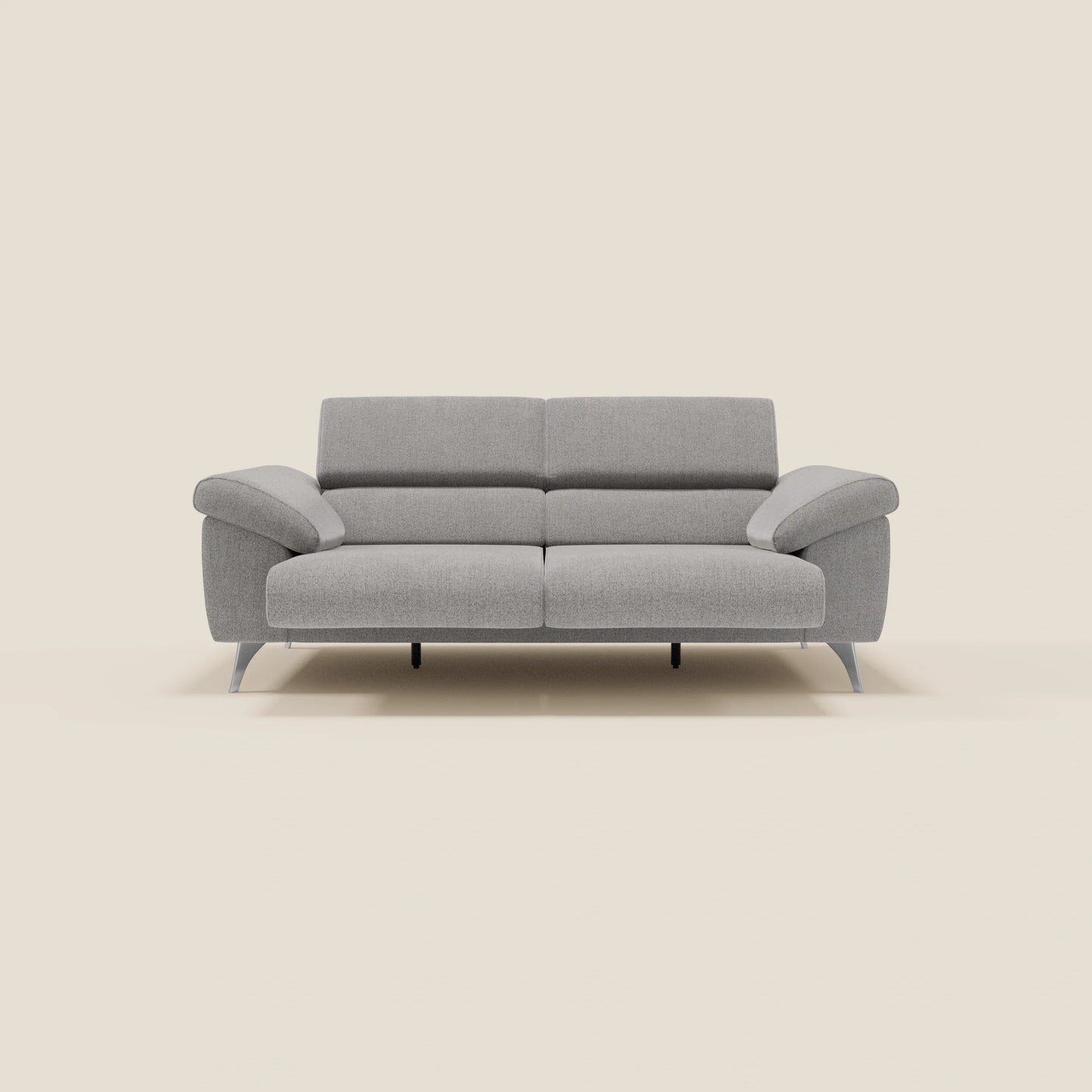 Donatello divano con sedute allungabili braccioli contenitore e poggiatesta reclinabili in tessuto smacchiabile T23 grigio