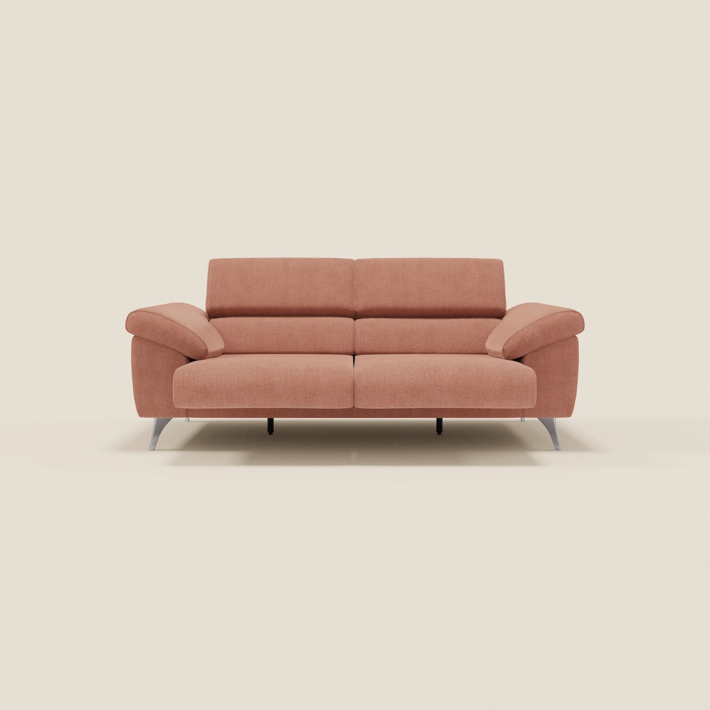 Donatello divano con sedute allungabili braccioli contenitore e poggiatesta reclinabili in tessuto smacchiabile T23 pesca