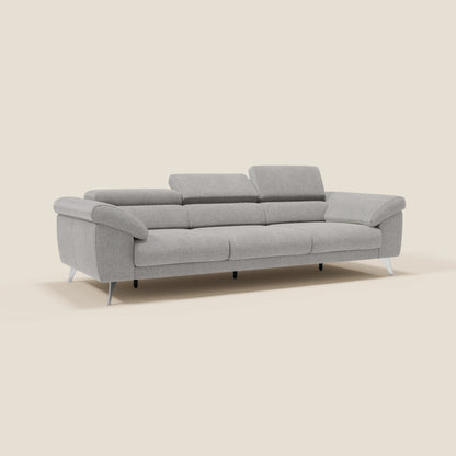 Donatello divano con 3 sedute allungabili braccioli contenitore e poggiatesta reclinabili in tessuto smacchiabile T23 grigio