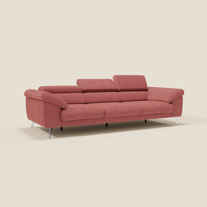 Donatello divano con 3 sedute allungabili braccioli contenitore e poggiatesta reclinabili in tessuto smacchiabile T23 rosso ciliegia