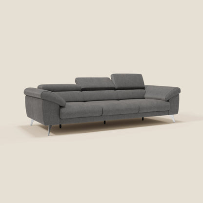 Donatello divano con 3 sedute allungabili braccioli contenitore e poggiatesta reclinabili in tessuto smacchiabile T23 antracite