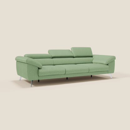 Donatello divano con 3 sedute allungabili braccioli contenitore e poggiatesta reclinabili in tessuto smacchiabile T23 menta