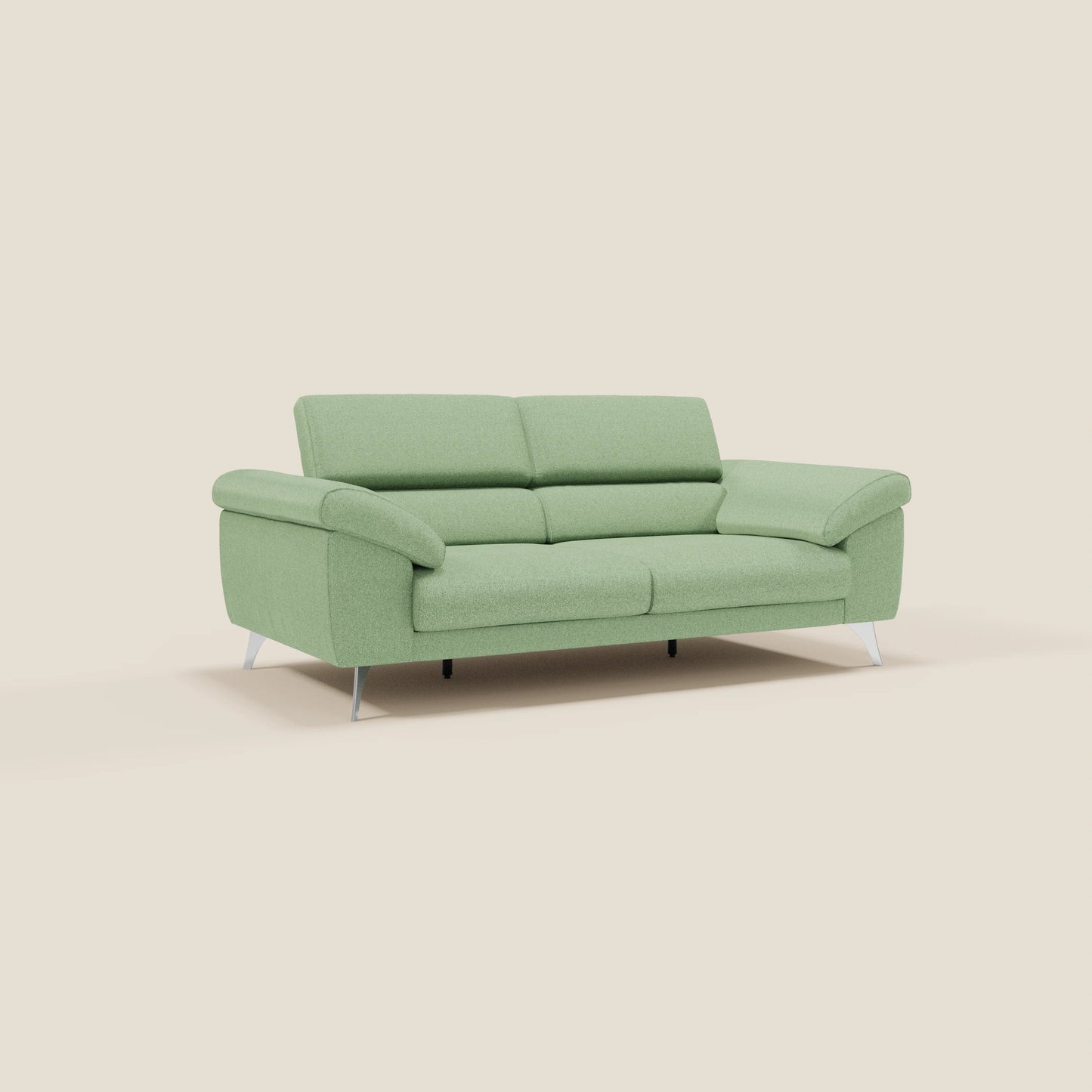 Donatello divano con sedute allungabili braccioli contenitore e poggiatesta reclinabili in tessuto smacchiabile T23 menta