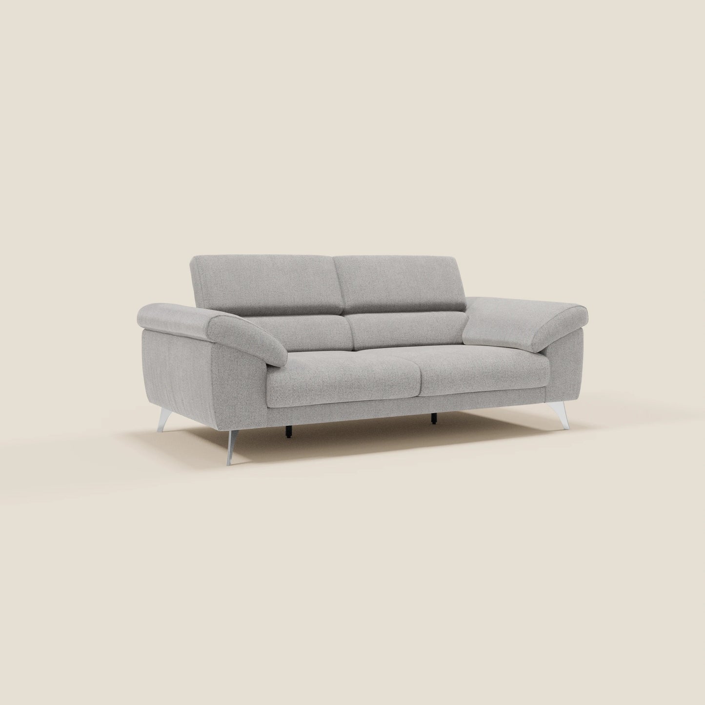 Donatello divano con sedute allungabili braccioli contenitore e poggiatesta reclinabili in tessuto smacchiabile T23 grigio