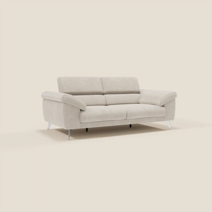 Donatello divano con sedute allungabili braccioli contenitore e poggiatesta reclinabili in tessuto smacchiabile T23 panna