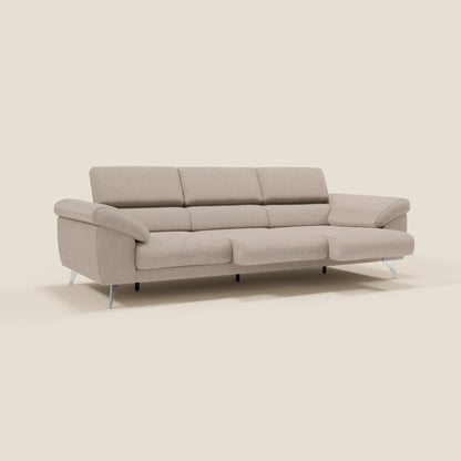 Donatello divano con 3 sedute allungabili braccioli contenitore e poggiatesta reclinabili in tessuto smacchiabile T23 tortora