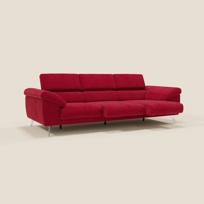 Donatello divano con 3 sedute allungabili braccioli contenitore e poggiatesta reclinabili in tessuto smacchiabile T23 bordeaux