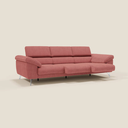Donatello divano con 3 sedute allungabili braccioli contenitore e poggiatesta reclinabili in tessuto smacchiabile T23 rosso ciliegia