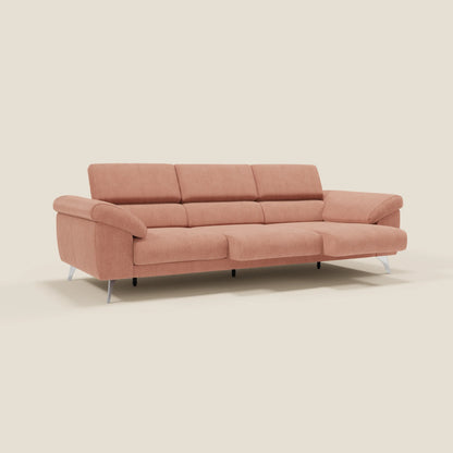 Donatello divano con 3 sedute allungabili braccioli contenitore e poggiatesta reclinabili in tessuto smacchiabile T23 pesca